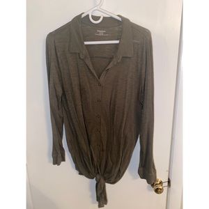 Motherhood Maternity XL Olive Tie Detail Long Sleeve Shirt